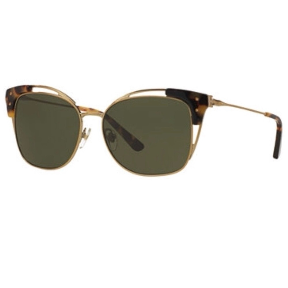 Tory Burch TY6049 Open Metal Frame Sunglasses with Tortoise Shell Accent